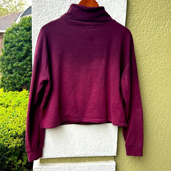 RVCA Smudged Plum Purple Ombre Cropped Mock Neck Sweatshirt - Picture 2 of 10